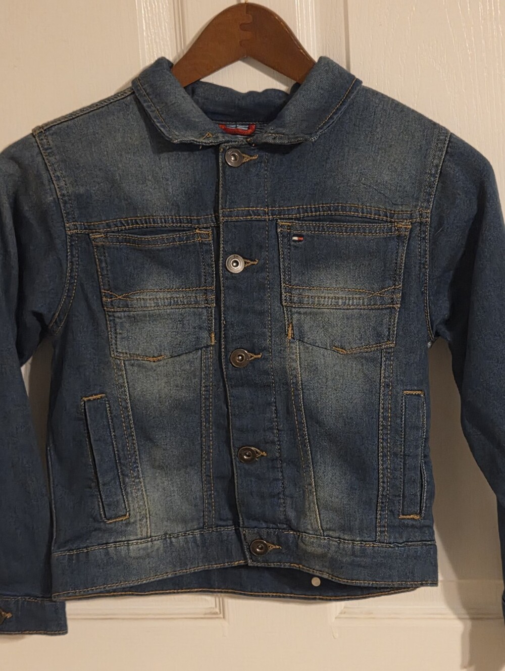 Kids Tommy Hilfiger Distressed Blue Denim Jacket Dize 7